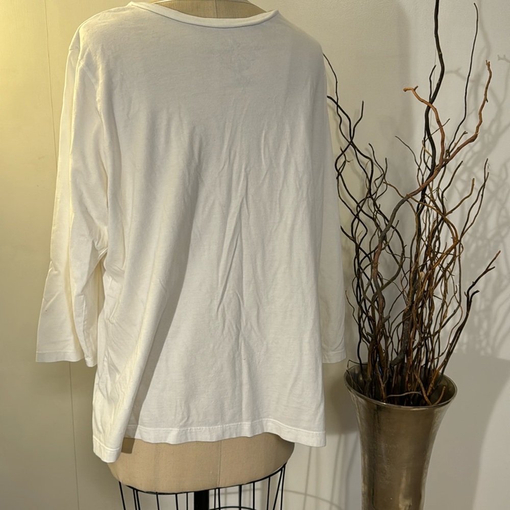 Tommy Hilfiger 3/4 sleeve v-neck T-shirt, paisley and rhinestone detail - Picture 4 of 6